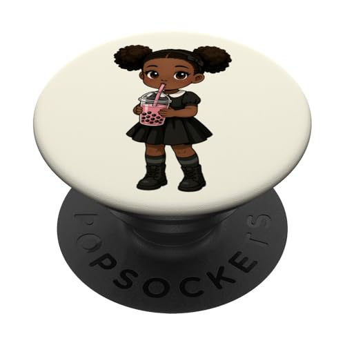 Süßes schwarzes Mädchen Boba Tee-Liebhaber Kawaii Jungen Mädchen Kinder PopSockets Klebender PopGrip Süßes schwarzes Mädchen Boba Tee-Liebhaber Kawaii Jungen Mädchen Kinder PopSockets Klebender PopGrip von BobaTeaAxis1