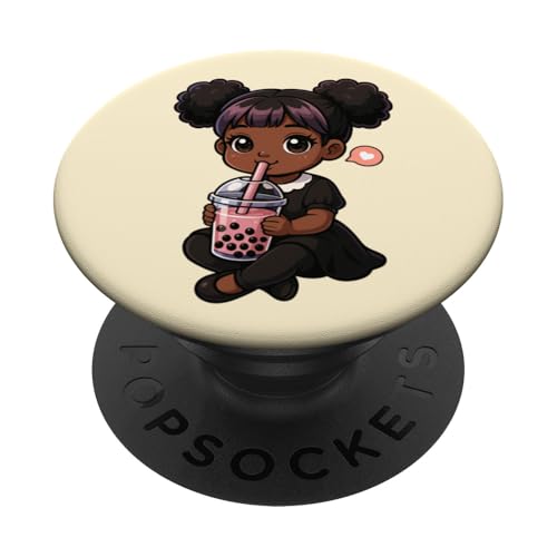 Süßes schwarzes Mädchen Boba Tee-Liebhaber Kawaii Jungen Mädchen Kinder PopSockets Klebender PopGrip Süßes schwarzes Mädchen Boba Tee-Liebhaber Kawaii Jungen Mädchen Kinder PopSockets Klebender PopGrip von BobaTeaAxis1