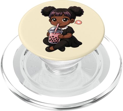 Süßes schwarzes Mädchen Boba Tee-Liebhaber Kawaii Jungen Mädchen Kinder PopSockets PopGrip für MagSafe Süßes schwarzes Mädchen Boba Tee-Liebhaber Kawaii Jungen Mädchen Kinder PopSockets PopGrip für MagSafe von BobaTeaAxis1
