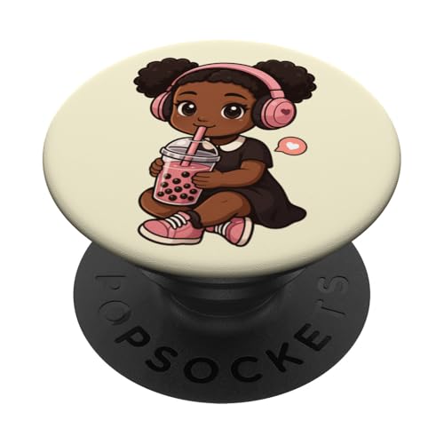 Süßes schwarzes Mädchen Kawaii Boba Tee-Liebhaber Jungen Mädchen Kinder PopSockets Klebender PopGrip Süßes schwarzes Mädchen Kawaii Boba Tee-Liebhaber Jungen Mädchen Kinder PopSockets Klebender PopGrip von BobaTeaAxis1