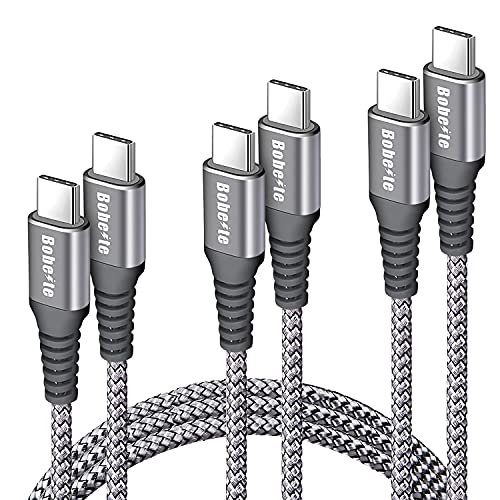 Bobeite 60W USB C Kabel, [3Pack, 1M 1M 2M] USB C auf USB C Kabel, PD 3.0 Schnellladekabel USB C Ladekabel für iPhone 16 15, Samsung Galaxy S25 S24 S23 S22 Ultra, Pixel, MacBook Air, iPad Air/Pro/Mini von Bobeite