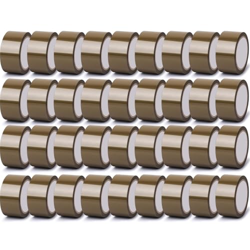 36 Rollen Braun Paketklebeband Rollentransparent mit Spender,Klebeband Transparent 48mmx66m Versandband Bulk,Gesamt 2160 Yards, 2.7 mil,3" Kern,Schwer Zoll Verpackung für bewegliche Boxen,Mailing von Boboeitody