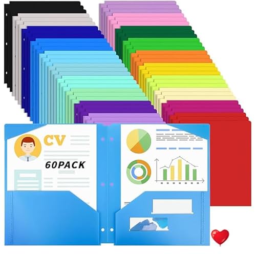 60 Stück Kunststoffordner mit Taschen 3 Loch gestanzt 20 Farben 2 Taschenordner mit 2 Visitenkartenhalter, passen in 3 Ringbinder, Heavy Duty-Ordner für Schule Home Office & Business,Reisen 60 Stück Kunststoffordner mit Taschen 3 Loch gestanzt 20 Farben 2 Taschenordner mit 2 Visitenkartenhalter, passen in 3 Ringbinder, Heavy Duty-Ordner für Schule Home Office & Business,Reisen von Boboeitody