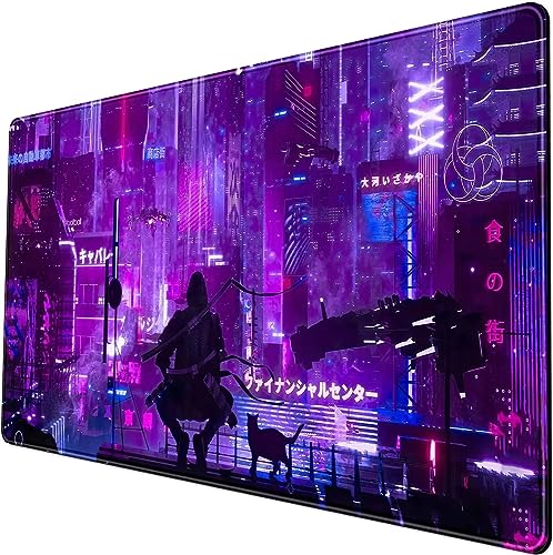 Gaming Mauspad 900x400x3mm Groß Mousepad XXL Schreibtischunterlage mit Rutschfester Gummibasis Mausmatte mit Einer speziellen Oberfläche verbessert Geschwindigkeit und Präzision - Neon Purple City von Bocen
