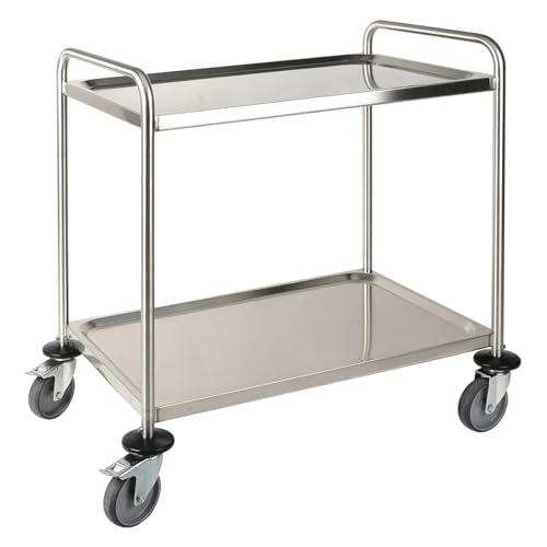 Bochem 18/10 Edelstahl Labor Transportwagen mit 2 Etagen, 900mm Länge, 600mm Breite, 940mm Höhe von Bochem