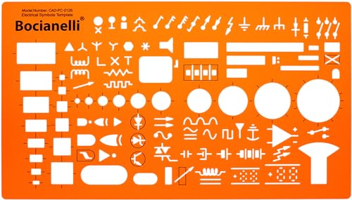 Elektro Schablone für Technisches Zeichnen - Zeichenschablone Elektrotechnik - Elektriker Schablone - Elektroniker Schablone - Zeichenwinkel Elektrotechnik - Elektroinstallation Schablonen von Bocianelli