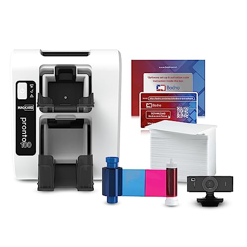 Bodno Magicard Pronto 100 ID-Karten-Drucker & komplettes Zubehör Paket ID Software und Kamera - Silver Edition von Bodno