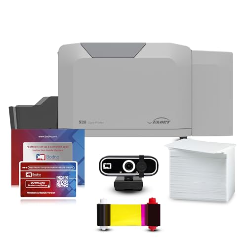 Bodno Seaory S28 Doppelseitiger ID-Kartendrucker & komplettes Zubehörpaket, ID-Software und Kamera, Silver Edition von Bodno