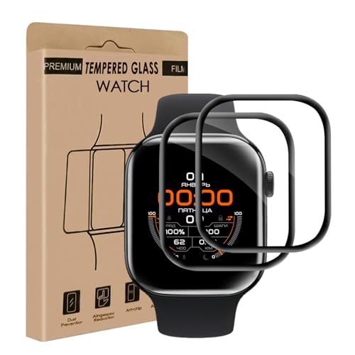 Bodyguard 2 Stück Hartglas für Apple Watch Series 10 46 mm, blasenfrei, sensibler Touchscreen, kratzfest, vollständige Abdeckung in 3D, 0,15 mm HD, klar, Apple Watch 46 mm Displayschutz von Bodyguard