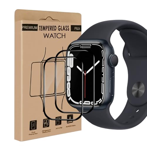 Bodyguard Schutzfolie für Panzerglas für Apple Watch Series 7/8/9(41mm), Keine Blasen Stoß-Kratzfest Schutzglas, Sensitive Touch, 2 Stück HD Klar Apple Watch 9 41mm Displayschutzfolie(Schwarz Kante) von Bodyguard