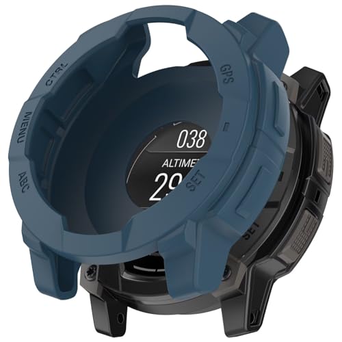 BoerHang Hülle Kompatibel mit Garmin Instinct 3 45mm,Weicher TPU-Halbschalen-Hohlschutz, Stoß-und Sturzsiche.(Dämmerungsblau) von BoerHang