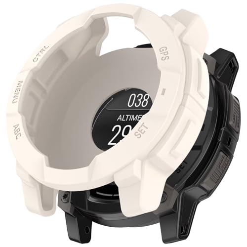 BoerHang Hülle Kompatibel mit Garmin Instinct 3 45mm,Weicher TPU-Halbschalen-Hohlschutz, Stoß-und Sturzsiche.(Sternenlicht) von BoerHang