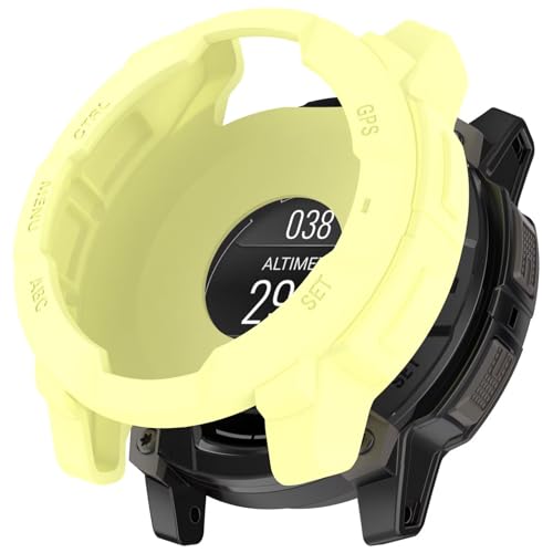 BoerHang Hülle Kompatibel mit Garmin Instinct 3 50mm,Weicher TPU-Halbschalen-Hohlschutz, Stoß-und Sturzsicher.(Gelb) von BoerHang