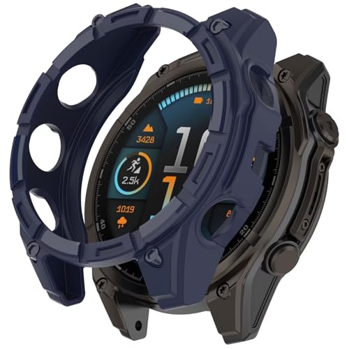 BoerHang Hülle Kompatibel mit Garmin Tactix 8 AMOLED 51mm,Weicher TPU-Halbschalen-Hohlschutz, Stoß- und Sturzsicher.(Blau) von BoerHang