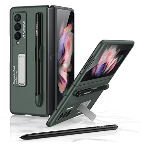 BoerHang Hülle für Samsung Galaxy Z Fold 4 5G, mit Stiftablage, Hintere Halterung, Ultradünne, Faltbare PC-Handyhülle, Stoßfeste und Kratzfeste Schutzhülle.(Grün) von BoerHang