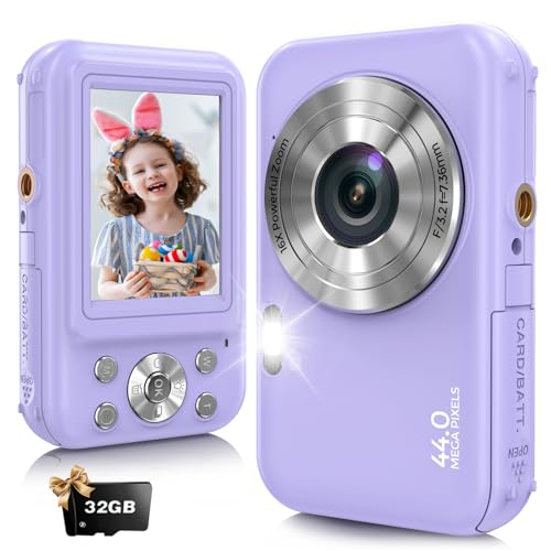 Digitalkamera, Fotokamera Kompaktkamera mit 32GB Karte, FHD 1080P 44MP mit 16-fachem Digitalzoom, Fotoapparat Tragbare Minikamera für Jugendliche, Kinder, Studenten（Violet） von Bofypoo