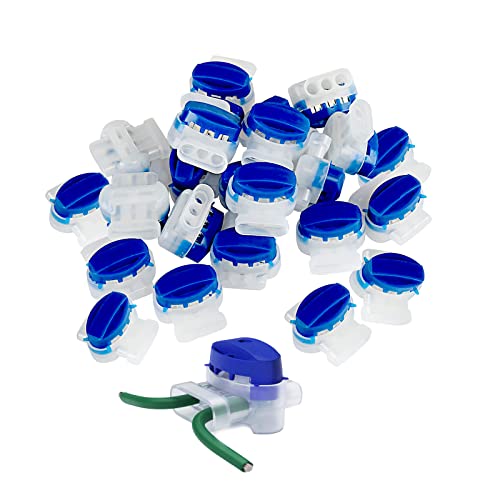 Qazuwa Kabelverbinder, 20 Kabelverbinder, gefüllt mit 314 Anschlüssen, wasserdicht, 314, Gel, Kunstharz, Anschluss für Roboter, Rasenmäher, ohne Abisolieren (blau) von Bogoro