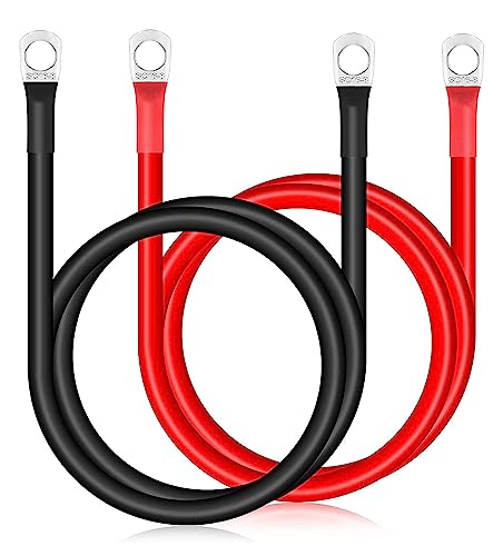 Bohaner 2 Stück Starthilfekabel Batteriekabel Massekabel 70 cm, 12 V, 5 AWG Batteriekabel 16mm², Erdungskabel mit M8 Ringkabelschelle, für LKW, Motorrad, Solarenergie, Caravan, Marine (SC16-8) von Bohaner