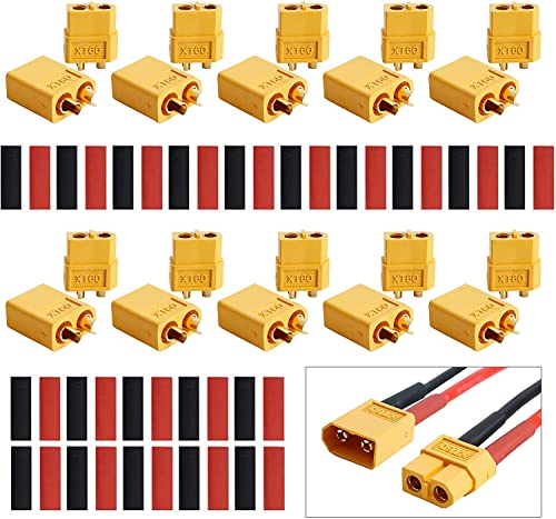 Bohaner Power Stecker männlich weiblich Bullet Stecker Power Stecker mit Wärme Stecker Buchse für RC Lipo Batterie Spielzeug Fahrzeug (10Pairs) (XT60) von Bohaner