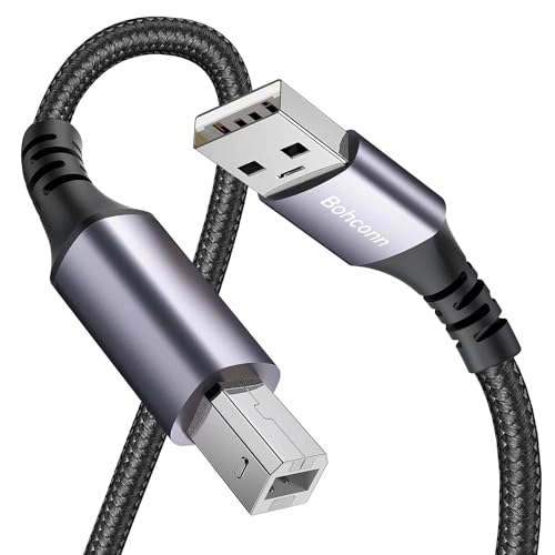 Bohconn USB Druckerkabel 4M,USB 2.0 Typ B Kabel USB A auf USB B Drucker Kabel PC Printer Cable Druckerkabel für HP, Canon, Epson, Samsung, pixma, Dell, Lexmark, Xerox, Brother（Grau） von Bohconn
