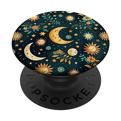 Boho Mond Sonne Sterne Floral Abstrakt Frauen Mädchen Lunar PopSockets mit austauschbarem PopGrip von Boho Gifts & Decorations