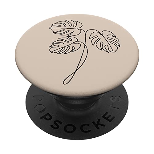 Botanical Monstera Leaf Tropische Pflanze Tan Sand Beige PopSockets mit austauschbarem PopGrip von Boho Monstera Leaf Botanical Designs by AJC