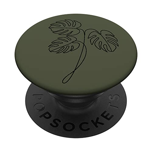 Botanische Monstera Leaf Tropische Pflanze dunkelolivgrün PopSockets mit austauschbarem PopGrip von Boho Monstera Leaf Botanical Designs by AJC