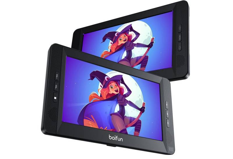 Boifun 10,5" Dual-Screen Tragbarer DVD-Player für Auto, Kinder-Entertainment DVD-Player (1024 * 600, Unterstützt alle Regionen,mehrere Formate, Haltepunkt-Speicherfunktion, Drehbarer Bildschirm, 4-6 Stunden Standby) von Boifun