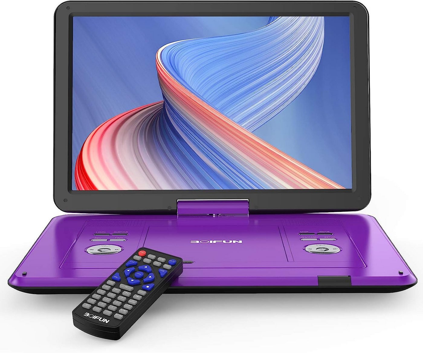 Boifun 17,5’’ Tragbarer DVD Player mit 15,6’’ HD Display HD-Bildschirm Portabler DVD-Player (6 Stunden Wiederaufladbare Batterie, Unterstützung für USB/SD-Karte/AV-Übertragung, Sync TV/Projektor Bildschirm, Unterstützt mehrere Formate, HD-Schwenkbildschirm) von Boifun