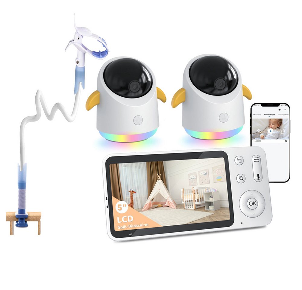 Boifun Babyphone 2K Babyphone mit 2 Kameras und App 5 Zoll WLAN Babyfone mit Halter, PTZ 360° Automatische Verfolgung IR/RBG Nachtlicht 4X Zoom Schlaflieder, Bewegungserkennung Temperatur und Feuchtigkeitsmessung 2-Wege-Audio, Bereichsalarme AI-Tracking Video Babyfon mit App Boifun Babyphone 2K Babyphone mit 2 Kameras und App 5 Zoll WLAN Babyfone mit Halter, PTZ 360° Automatische Verfolgung IR/RBG Nachtlicht 4X Zoom Schlaflieder, Bewegungserkennung Temperatur und Feuchtigkeitsmessung 2-Wege-Audio, Bereichsalarme AI-Tracking Video Babyfon mit App von Boifun