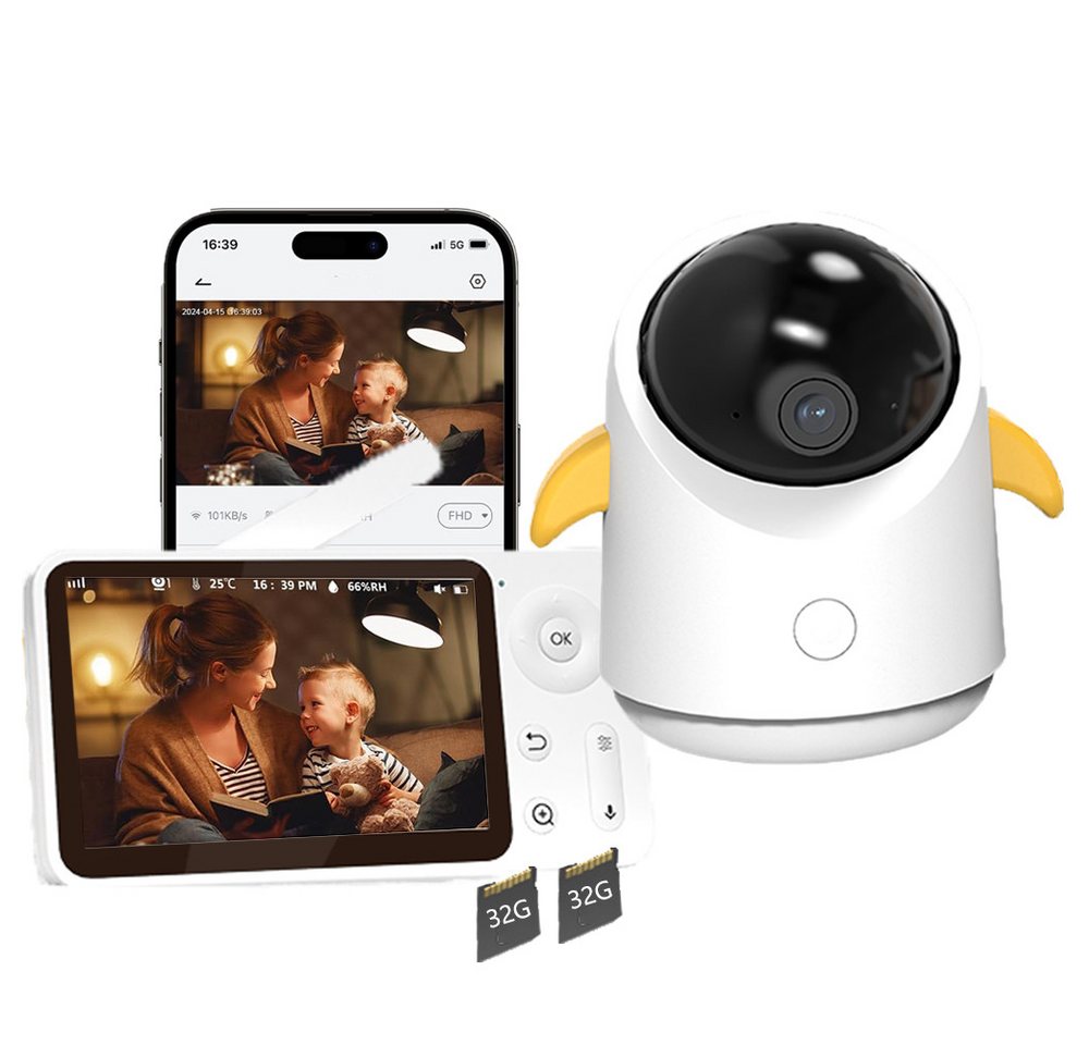 Boifun Babyphone 4,3" Babyphone mit Kamera WLAN Video Babyfon mit App & Speicher Karte, 1080P/4,3 Zoll Babyfon mit Kamera 360 Gard 4×Zoom Bewegungsverfolgung, IR Nachtsicht Weinen/Bewegungs/Geräuscherkennung Temperaturerkennung, 2-Wege-Gespräch Schlaflieder Mobile App Steuerung von Boifun