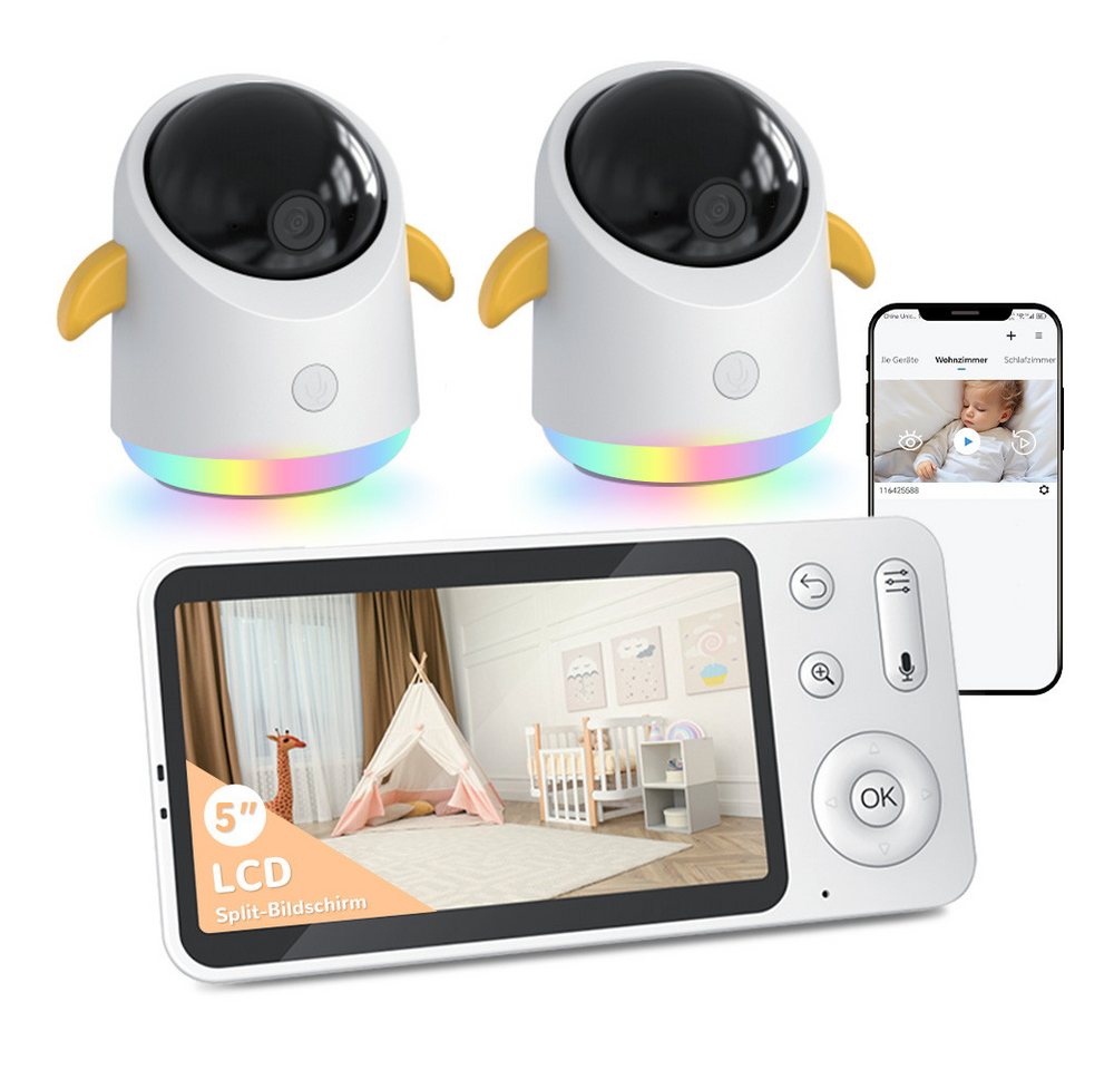 Boifun Babyphone 5 Zoll 2K 3MP Babyphone mit 2 Kameras, WLAN Video Babyfone mit APP, 360 Gard WLAN Video Babyfon mit App, 4×Zoom, Temperaturerkennung, Bewegungsverfolgung, IR Nachtsicht, Weinen/Bewegungs/Geräuscherkennung, 300m Signal,Automatisch verfolgen Boifun Babyphone 5 Zoll 2K 3MP Babyphone mit 2 Kameras, WLAN Video Babyfone mit APP, 360 Gard WLAN Video Babyfon mit App, 4×Zoom, Temperaturerkennung, Bewegungsverfolgung, IR Nachtsicht, Weinen/Bewegungs/Geräuscherkennung, 300m Signal,Automatisch verfolgen von Boifun