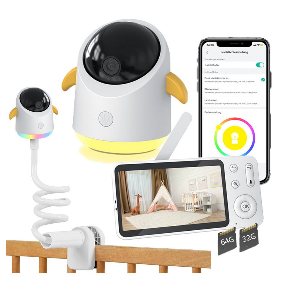 Boifun Babyphone 5 Zoll Babyphone mit Kamera App mit Halterung mit 32&64G Karte, Split-Screen-Anzeige 2K HD Bild PTZ 355°/60° 4×Zoom, 1-tlg., Automatische Verfolgung Weinen/Bewegungs/Geräuscherkennung, Temperatur und Feuchtigkeitsmessung Boifun Babyphone 5 Zoll Babyphone mit Kamera App mit Halterung mit 32&64G Karte, Split-Screen-Anzeige 2K HD Bild PTZ 355°/60° 4×Zoom, 1-tlg., Automatische Verfolgung Weinen/Bewegungs/Geräuscherkennung, Temperatur und Feuchtigkeitsmessung von Boifun