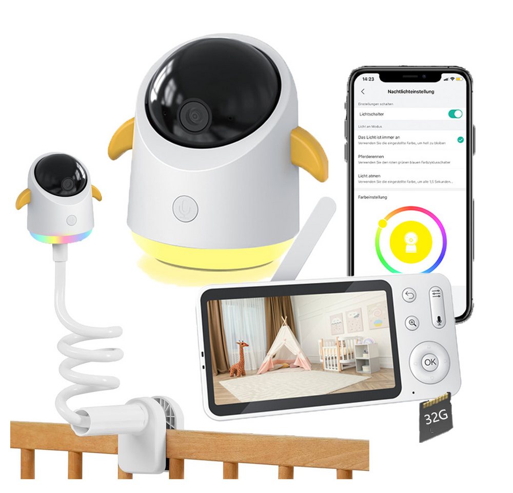Boifun Babyphone 5 Zoll Babyphone mit Kamera App mit Halterung mit 32G Karte, Split-Screen-Anzeige 2K HD Bild PTZ 355°/60° 4×Zoom, 1-tlg., Automatische Verfolgung Weinen/Bewegungs/Geräuscherkennung, Temperatur und Feuchtigkeitsmessung Boifun Babyphone 5 Zoll Babyphone mit Kamera App mit Halterung mit 32G Karte, Split-Screen-Anzeige 2K HD Bild PTZ 355°/60° 4×Zoom, 1-tlg., Automatische Verfolgung Weinen/Bewegungs/Geräuscherkennung, Temperatur und Feuchtigkeitsmessung von Boifun