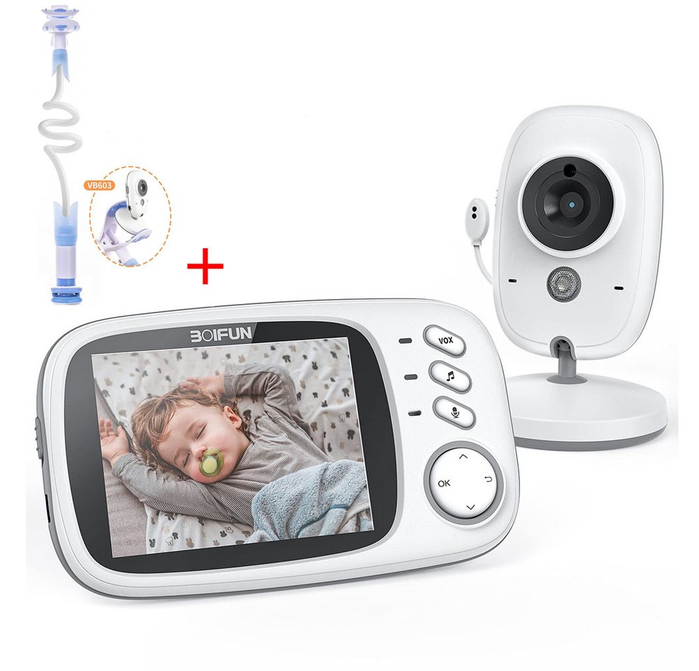 Boifun Babyphone Babyphone mit Kamera 3,2 Zoll Video babyphone Babyphone Nachtsicht, 2.4 GHz Babyfon Kamera Baby Kamera Video Baby Monitor VOX-Modus, Gegensprechfunktion 8 Schlafliede HD LCD-Bildschirm, Fütterungserinnerung,Temperaturerfassung,Mehrsprachige Unterstützung von Boifun