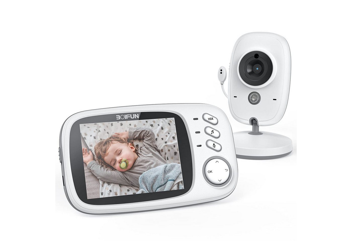 Boifun Babyphone Babyphone mit Kamera Smart Baby Monitor Video Überwachung, 3.2" Digital LCD Bildschirm Wireless mit Nachtsichtkamera, 1-tlg., Schlaflieder Nachtsicht Intercom-Funktion VOX Modu, 8-Lullabies ideal für Eltern Modell 2024 Boifun Babyphone Babyphone mit Kamera Smart Baby Monitor Video Überwachung, 3.2" Digital LCD Bildschirm Wireless mit Nachtsichtkamera, 1-tlg., Schlaflieder Nachtsicht Intercom-Funktion VOX Modu, 8-Lullabies ideal für Eltern Modell 2024 von Boifun