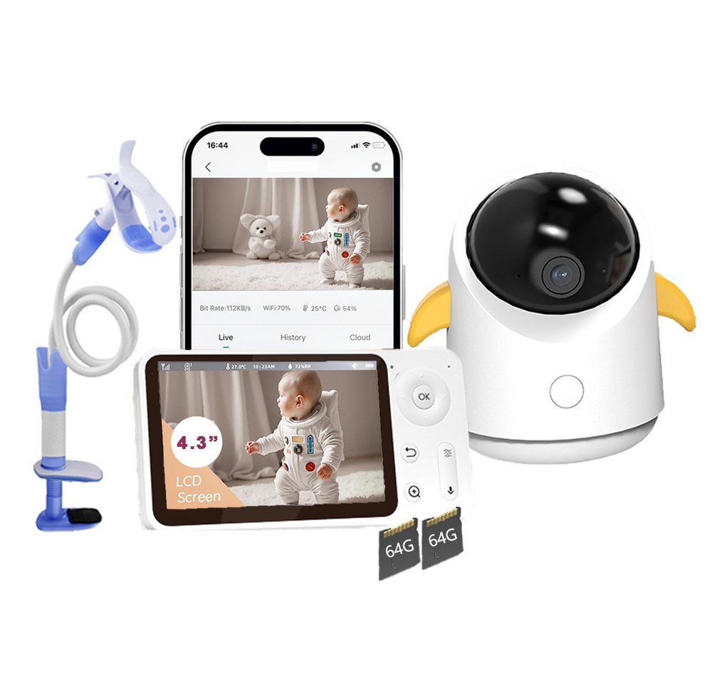Boifun Video-Babyphone 4,3 Zoll Babyphone mit Kamera 1080P& 4X Zoom IR Nachtsicht mit Halter, Bewegungsverfolgung Weinen/Bewegungs/Geräuscherkennung Temperaturerkennung, 4.3" WLAN Video Babyfon mit App 2-Wege-Gespräch 360° Ansicht, Schlaflieder Mobile App Steuerung 300m Reichweite Multi-User von Boifun