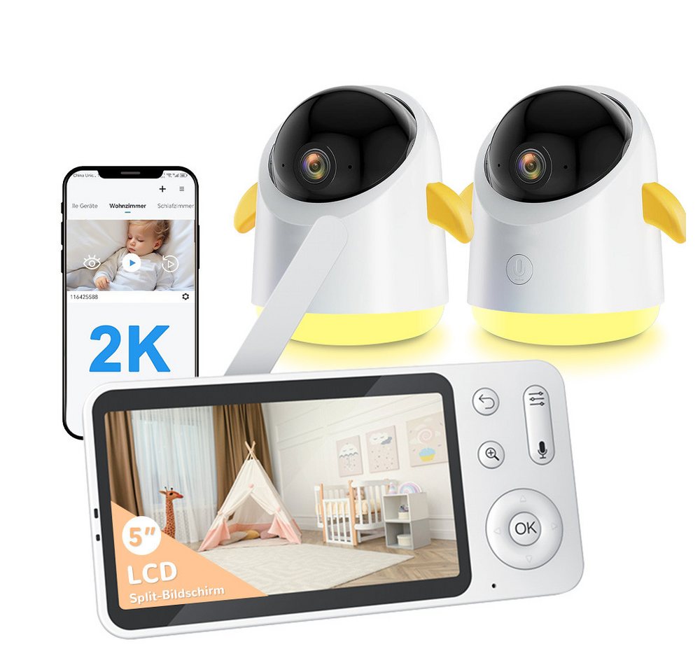 Boifun Video-Babyphone 5 Zoll Babyphone mit 2 Kameras 360 Gard WLAN Video Babyfon mit App, 2K 3MP,4×Zoom, IR-Nachtsicht, 2-Wege-Audio, Weinen/Bewegungs/Geräuscherkennung, Temperaturmessung, APP&LCD Monitor Streuerung+Nachtlicht,300m Reichweite Boifun Video-Babyphone 5 Zoll Babyphone mit 2 Kameras 360 Gard WLAN Video Babyfon mit App, 2K 3MP,4×Zoom, IR-Nachtsicht, 2-Wege-Audio, Weinen/Bewegungs/Geräuscherkennung, Temperaturmessung, APP&LCD Monitor Streuerung+Nachtlicht,300m Reichweite von Boifun