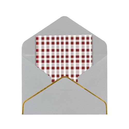 Boiwex Grußkarten/Karten mit Umschlägen, Kartenset, Einladungen, Dankeskarten, Rot / Weiß kariert von Boiwex