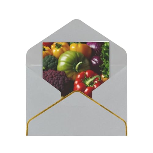 Boiwex Grußkarten mit Gemüse- und Obstdruck, mit Umschlägen, Kartenset, Einladungen, Dankeskarten von Boiwex