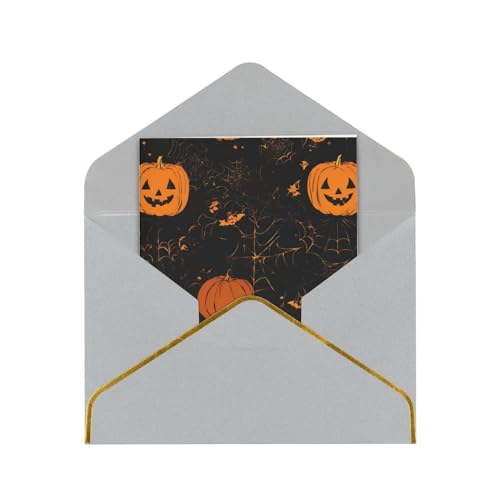 Boiwex Halloween Kürbis Druck Grußkarten mit Umschlägen Kartenset Einladungen Dankeskarten Hellgrau von Boiwex