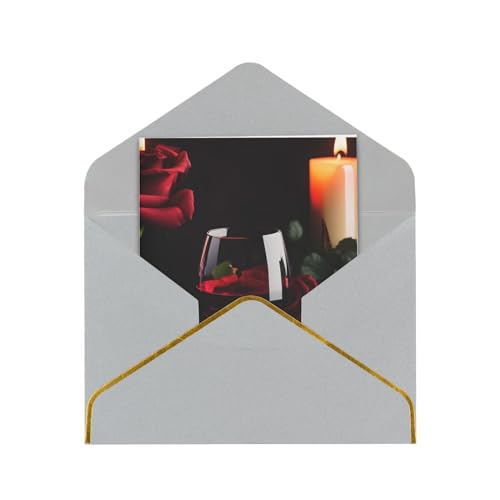 Boiwex Rotweinrosen und Kerzendruck-Grußkarten/Karten mit Umschlägen, Kartenset, Einladungen, Dankeskarten von Boiwex