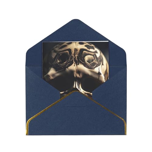 Boiwex Skull Rock Roll Skelett Knochen Druck Grußkarten mit Umschlägen Kartenset Einladungen Dankeskarten Blau von Boiwex