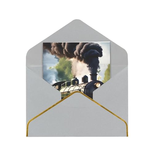 Boiwex Steam Little Train Print Grußkarten/Karten mit Umschlägen, Kartenset, Einladungen, Dankeskarten von Boiwex