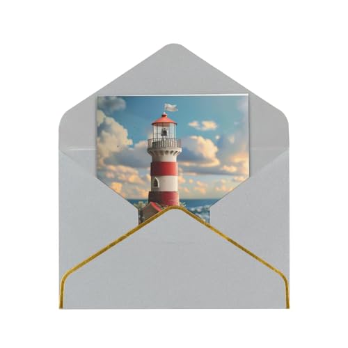 Boiwex The Seaside Leuchtturm Druck Grußkarten/Karten mit Umschlägen, Karten-Set, Einladungen, Dankeskarten von Boiwex
