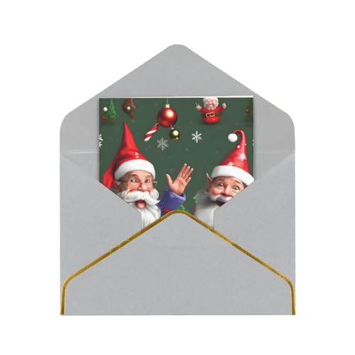 Boiwex Weihnachten Skurrile Zwerge Druck Grußkarten mit Umschlägen Kartenset Einladungen Dankeskarten Hellgrau von Boiwex