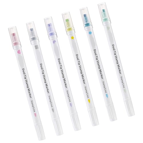 Bokcztml 6 Farbmarken Stempelstift Set Doppelköpfe Highlighter Für Kinderstudent Erwachsene Scrapbooking Doodling Zeichenkartenherstellung Bokcztml 6 Farbmarken Stempelstift Set Doppelköpfe Highlighter Für Kinderstudent Erwachsene Scrapbooking Doodling Zeichenkartenherstellung von Bokcztml