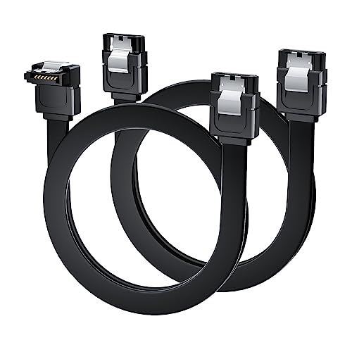 BolAAzuL 2er-Pack 50cm SATA 3 Kabel 90 Grad Winkel+Gerade Stecker, Kurz SATA III Datenkabel, 1x Gerade 1x 90° 6 Gbps Sata 3.0 Verbindungskabel 7-Pin Schwarz mit Metall-Clip für Festplatte SSD HDD BolAAzuL 2er-Pack 50cm SATA 3 Kabel 90 Grad Winkel+Gerade Stecker, Kurz SATA III Datenkabel, 1x Gerade 1x 90° 6 Gbps Sata 3.0 Verbindungskabel 7-Pin Schwarz mit Metall-Clip für Festplatte SSD HDD von BolAAzuL
