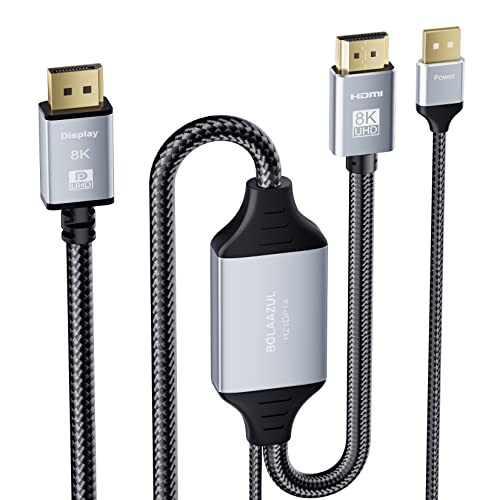 BolAAzuL 8K HDMI 2.1 auf Displayport 1.4 Kabel 2M– für PS5, PS4 Pro, PS4 Neu HDMI auf DP Kabel 8K/30Hz 4K/120Hz 2K/144 Hz, HDMI Quelle auf DP Monitor Video Kabel geflochten -H21DP14 BolAAzuL 8K HDMI 2.1 auf Displayport 1.4 Kabel 2M– für PS5, PS4 Pro, PS4 Neu HDMI auf DP Kabel 8K/30Hz 4K/120Hz 2K/144 Hz, HDMI Quelle auf DP Monitor Video Kabel geflochten -H21DP14 von BolAAzuL