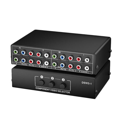 BolAAzuL AV RCA Switch 3 in 1 Out, Composite Video Audio Switcher Box 3 Port 5 RCA YPbPr Kabel RGB AV Splitter Selector Konverter 3 Wege Plug & Play für Retro Gaming PS2 Wii Xbox DVD Player TV von BolAAzuL
